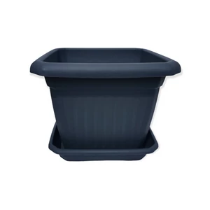 Szögletes virágcserép alátéttel 30 cm - ANTRACIT