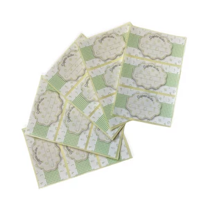 Öntapadós címke 15 db/csomag - zöld kockás 