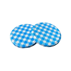Konzerves üveg lapka TO-82 (kék kockás) 10 db