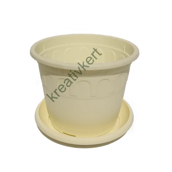 HERA virágcserép alátéttel 18 cm KRÉMSZÍN