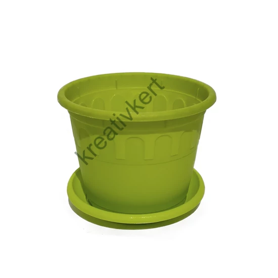 HERA virágcserép alátéttel 14 cm ZÖLD