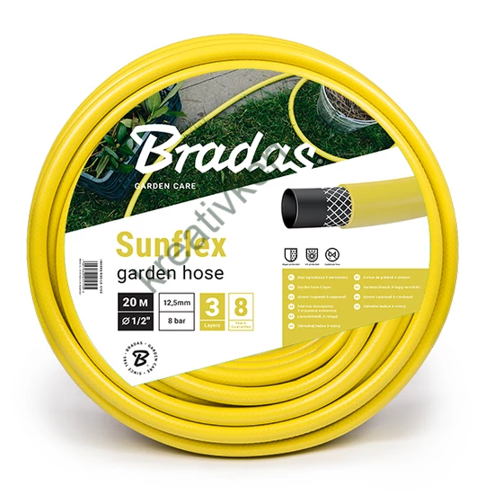 Locsolótömlő 3 rétegű, sárga SUNFLEX 1/2 colos - 20 m