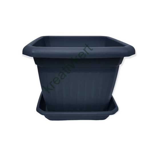 Szögletes virágcserép alátéttel 30 cm - ANTRACIT