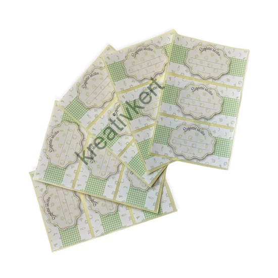 Öntapadós címke 15 db/csomag - zöld kockás 