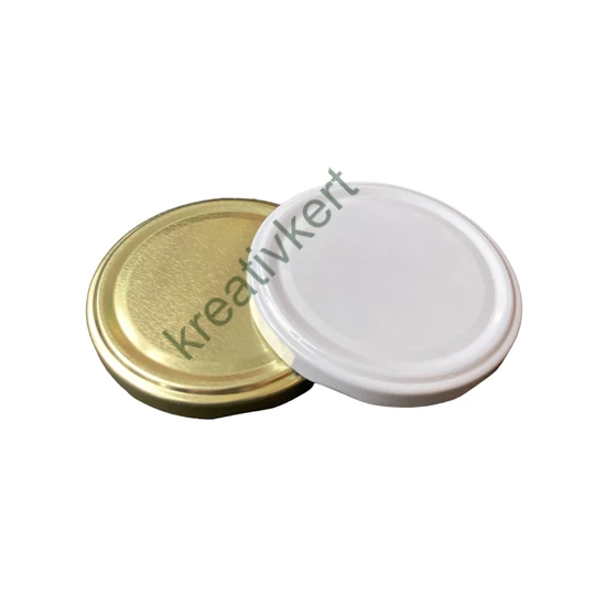 Konzerves üveg lapka TO-82 (fehér/arany) 10 db